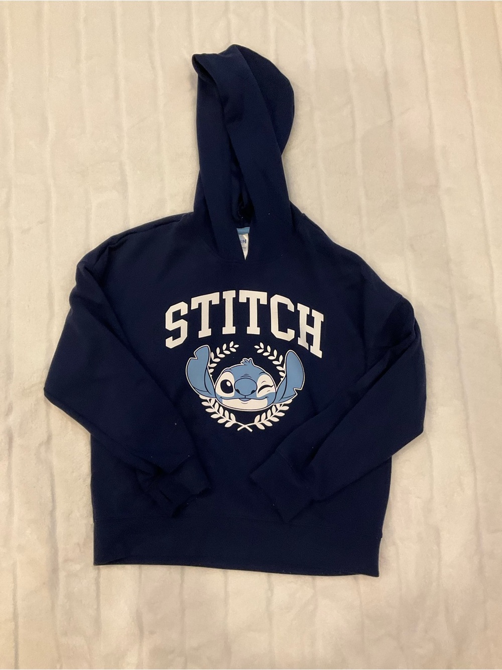 Disney Stitch Navy Pullover Hoodie with Light Blue Trim